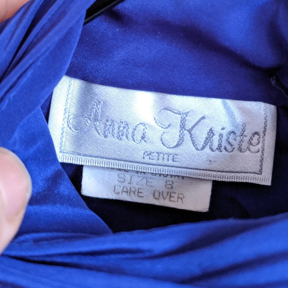 Vintage 90s Cobalt/Electric Blue High Neck Blouse - Picture 7 of 8